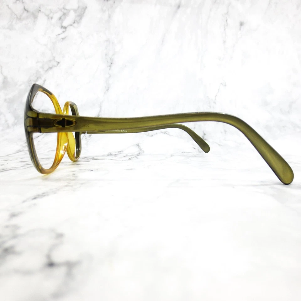 Christian Dior 2035 20 Anteojos Verde Amarillo Redondo Borde Completo Monturas 54-14-130 Foto 3 de 4