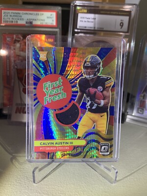 2022 CALVIN AUSTIN III ROOKIE Optic FIRST YEAR FRESH PATCH HYPER PRIZM Steelers