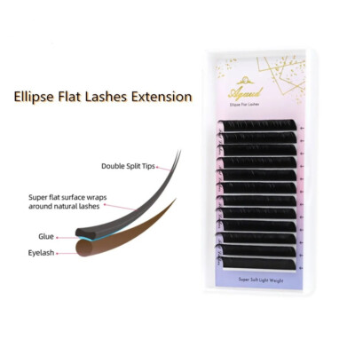 Split Tips Ellipse Eyelash Extension Flat Lashes Natural Soft Matte Faux Mink