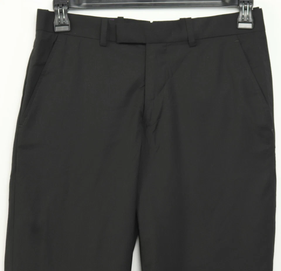 Nuevos Pantalones de Vestir Para Hombres American Rag Calce Ajustado Negros Sólidos Frente Plano 30 x 32 Foto 2 de 3