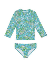 Lilly Pulitzer L18738 Kids Girls Multi Bobby Rashguard Set UPF Size 12