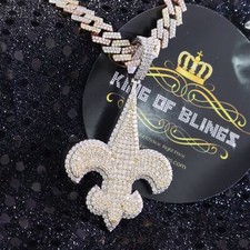 925 Sterling Silver Fleur de Lis Shape White Pendant with 9.66ct Cubic Zirconia