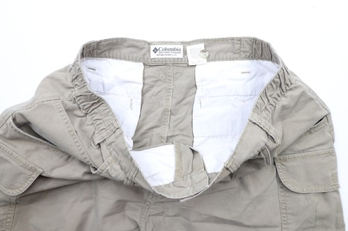 Vintage Columbia Mens 38 Faded Spell Out Box Logo Above Knee Cargo Shorts Beige - Picture 8 of 13