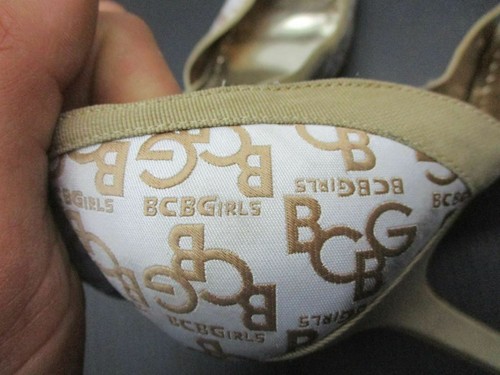 BCBGirls Size 9 Womens Brown/White Nylon 3" Heels Peep Toe Pump Shoes 2F - Picture 5 of 7