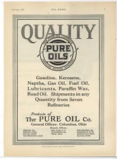1924 Pure Oil Co. of Columbus, OhiO Ad: Shipments from Seven Refineries