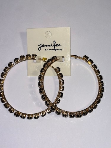 Jennifer & Company Womens Fashion Baguette-Cut Crystal Hoop Circle Earrings - Picture 14 of 27