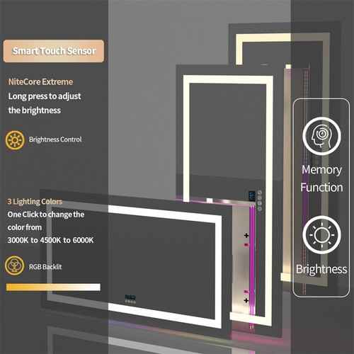 Long 47" RGB LED Bluetooth Bathroom Mirror w/ 2-Loudspeaker Touch Sensing Button - Picture 16 of 16