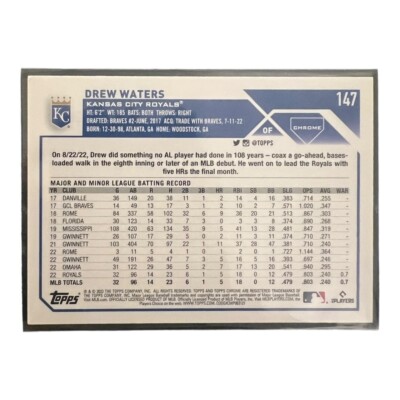 2023 TOPPS CHROME #147 - DREW WATERS - XFRACTOR RC | eBay