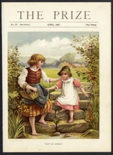 OLDER SISTER Helps Sibling 1897 COVER ONLY Victorian Children CHROMOLITHO Print