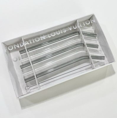 Louis Vuitton Glass Straws 6 New In Box Fondation Authentic W/Cleaning Brush