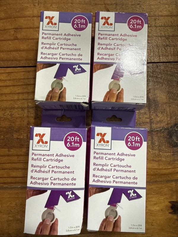 XYRON Create A Sticker Permanent Adhesive Refill Cartridge, 20 ft, Lot of 4 NEW