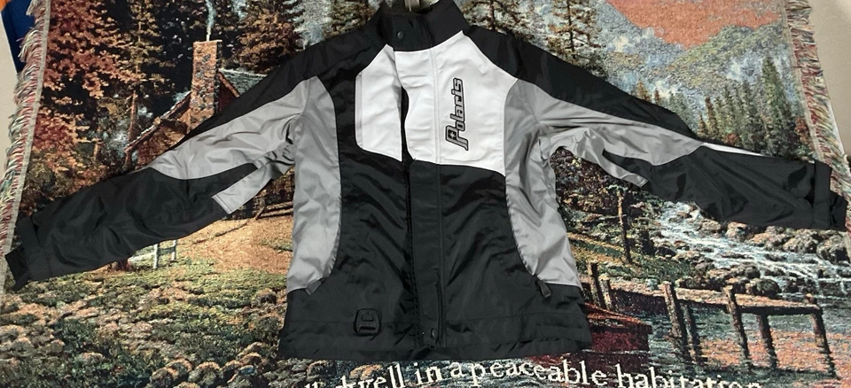 Jaqueta Polaris Snowmobile Preta Cinza Branca Isolada Casaco de Inverno Feminino P - Imagem 2 de 4