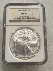 2006 SILVER EAGLE NGC MS 69 ~~ BROWN LABEL  ~~ NO SPOTS ~~ PRISTINE   (044)
