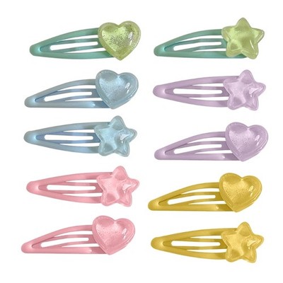 Hot Girls Hair Clip Candy Color Star/ Heart Shape Hair Barrettes for Teen Summer
