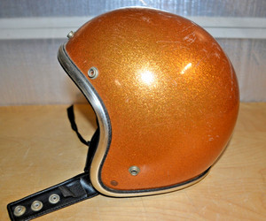 Arthur Fulmer Vintage Motorcycle Helmet AF-20 Orange Metal Flake 70s Open Face