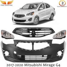 Front Bumper Cover Paintable & Grille Kit For 2017-2020 Mitsubishi Mirage G4