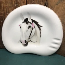 Ashtray Horse Portrait Gold Trim Made in Japan 1950s Lipper & Mann Creations MCM