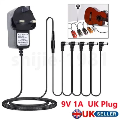 9V 1A Guitar Effect Pedal Power Supply Adapter with 5 Way Cable Daisy Chain Cord