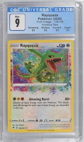 2020 Pokemon Rayquaza Vivid Voltage - 138/185 Amazing Rare - CGC 9 Mint