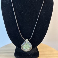 Vintage Hand Blown Glass Pendent With Bubbles. Made In USA. 20” Long Cord (#2)