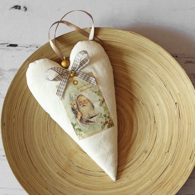 Deko Herz aus Stoff zum Aufhängen Weihnachten Weihnachtsdeko handmade