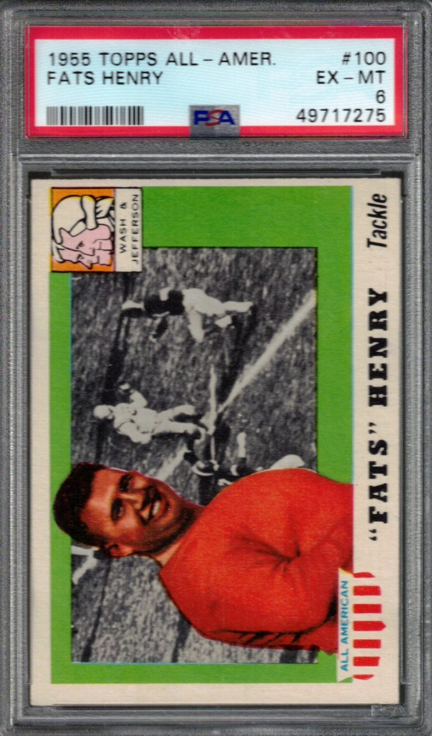 1955 TOPPS ALL-AMER. #100 FATS HENRY PSA EX-MT 6