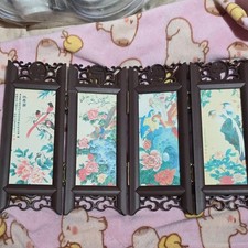 4-Panel Freestanding Foldable Asian/Oriental Wood Decorative Room Divider Screen
