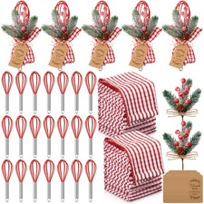 24 Sets 10 Inch Christmas Whisk Gifts Bulk Include Stainless Steel Whisk Pine...