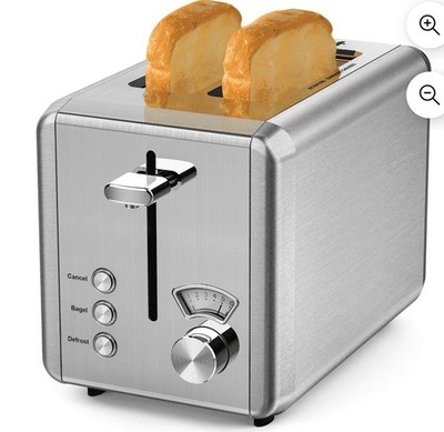 2-Slice Toaster Extra Wide Slot & Removable Crumb Tray for Bread & Waffle NIB
