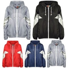 A2Z 4 Kids Girls Boys Windbreaker Jackets Metallic Panelled Hooded Raincoats