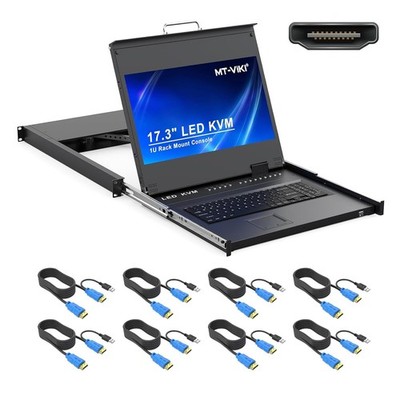 MT-VIKI KVM Rack Mount HDMI with 17.3'' LCD Monitor, Fit 1U 19'' Rack,VC-17308HL