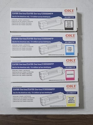 OKI C6100 C6150 C5550MFP OEM Toner Cartridge Black Cyan Magenta Yellow 4 Pack Ne