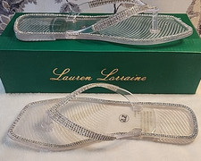 Lauren Lorraine Tampa Clear Rhinestone Sandals Women  s Size 5.5 New Box DEFECT