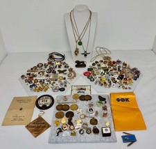 VINTAGE LOT OF 213 VINTAGE VFW SHRINER FREEMASON MASONIC LIONS LAPEL PINS PLUS+