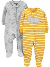 Baby Boys' 2-Pack 2-way Zip Cotton Footed Sleep and Play