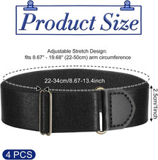 4pcs Sleeve Garters For Men Women, Unisex Black Elastic Arm Band Anti-Slip Sl...