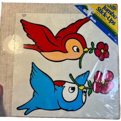 Vintage 1970s Walt Disney Jumbo Stick-Ups Birds Cinderella Wall Decals NOS 12''