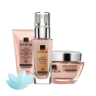 Avon Anew Skin Renewal Power Collection | Full Size Serum, Tages- & Nachtcreme