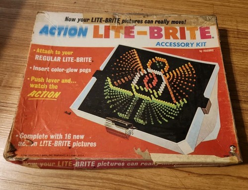 Vintage ACTION Lite-Brite Accessory Kit 1968 Hasbro Complete Used