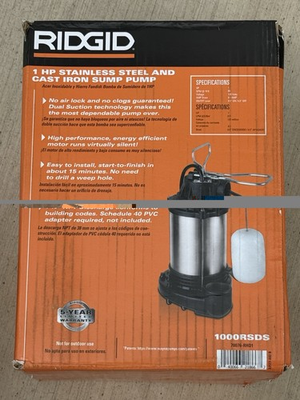 #ad #ad RIDGID 1000RSDS 1 HP Sump Pump 70076 RHD1 Brand New HPB024376 $239.00