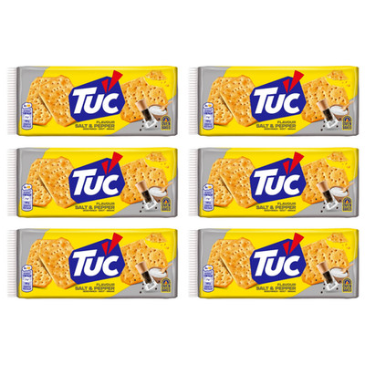   6x TUC Salt & Pepper Crackers 100g | Thin Crispy Oven-Baked LU