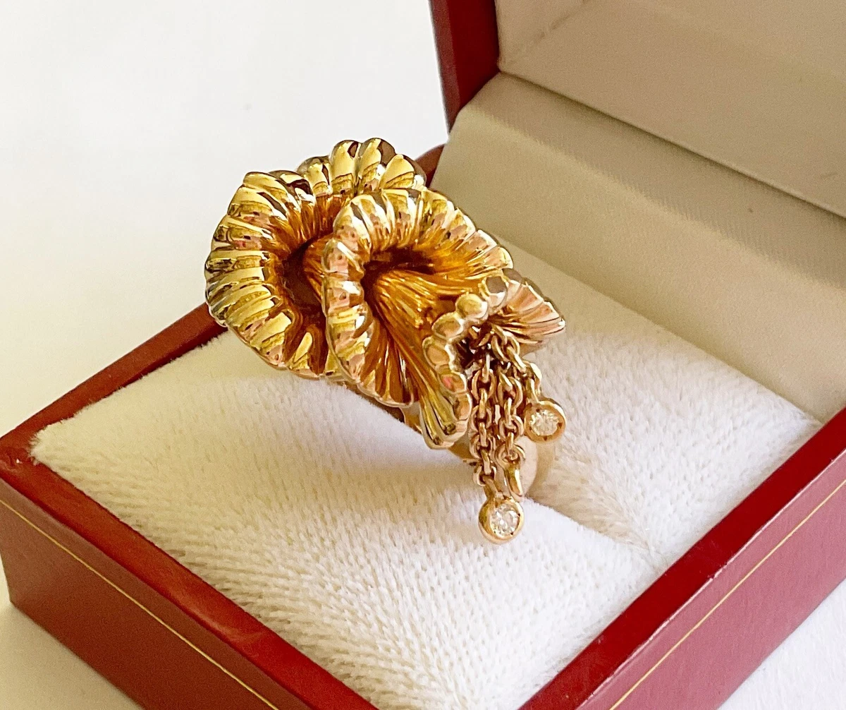 Estate 18k Yellow Gold Boucheron Ring With Diamonds eBay
