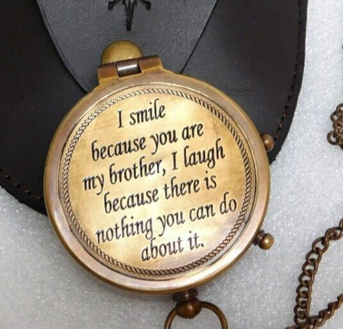 QUOTE COMPASS - BEST GIFT FOR BRO - I SMILE COZ YOU ARE MY BROTHER - ships USA - Picture 1 of 9