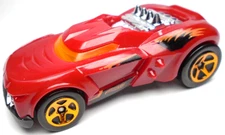 2014 HOT WHEELS GROWLER RED 1:64 DIECAST 2 1/2" WOLF DOG CAR W/ ORANGE & BLACK