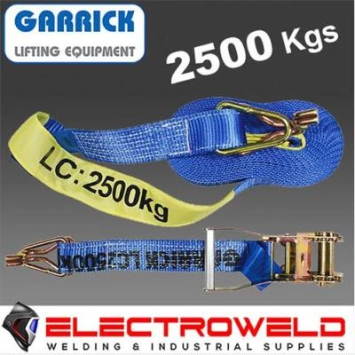 2x 2500kg Ratchet Tie Down Straps, Heavy Duty, Trailer Car Cargo Truck Roof Rack
