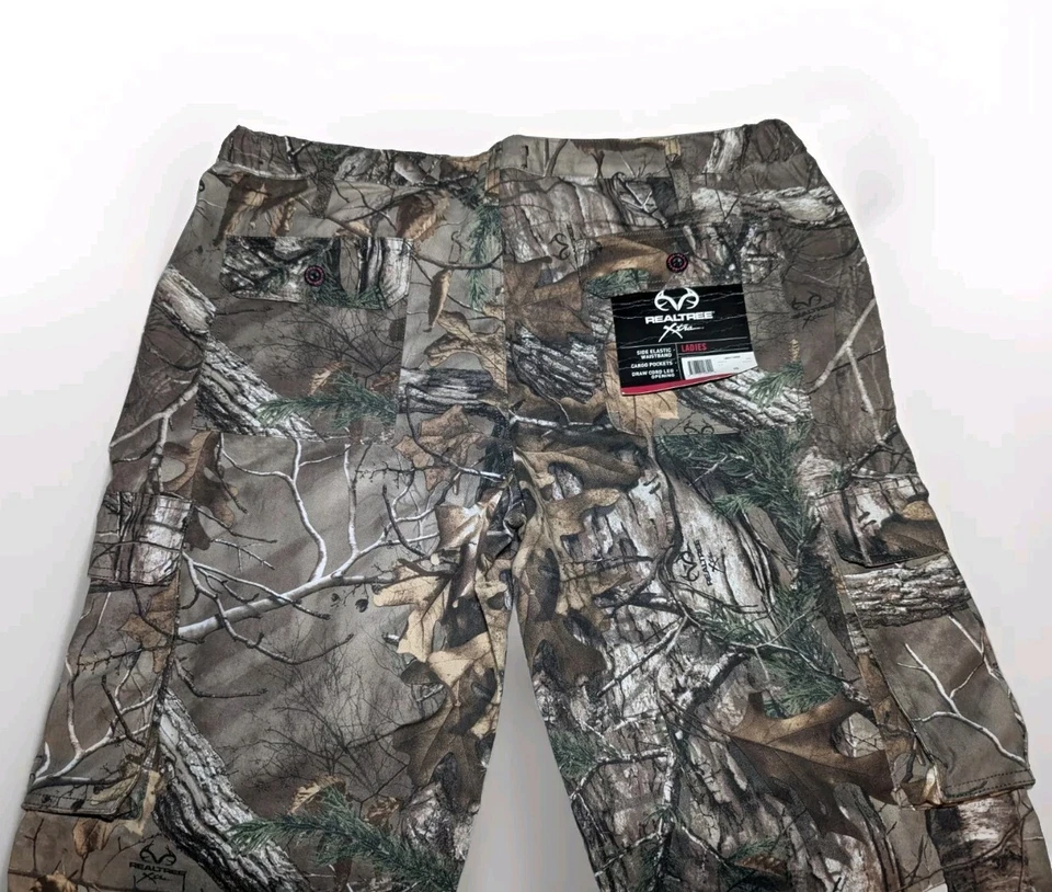 REALTREE Xtra Ladies Women's XXL Brown CAMO Hunting Cargo Pants ELASTIC WAIST - Image 2 of 4