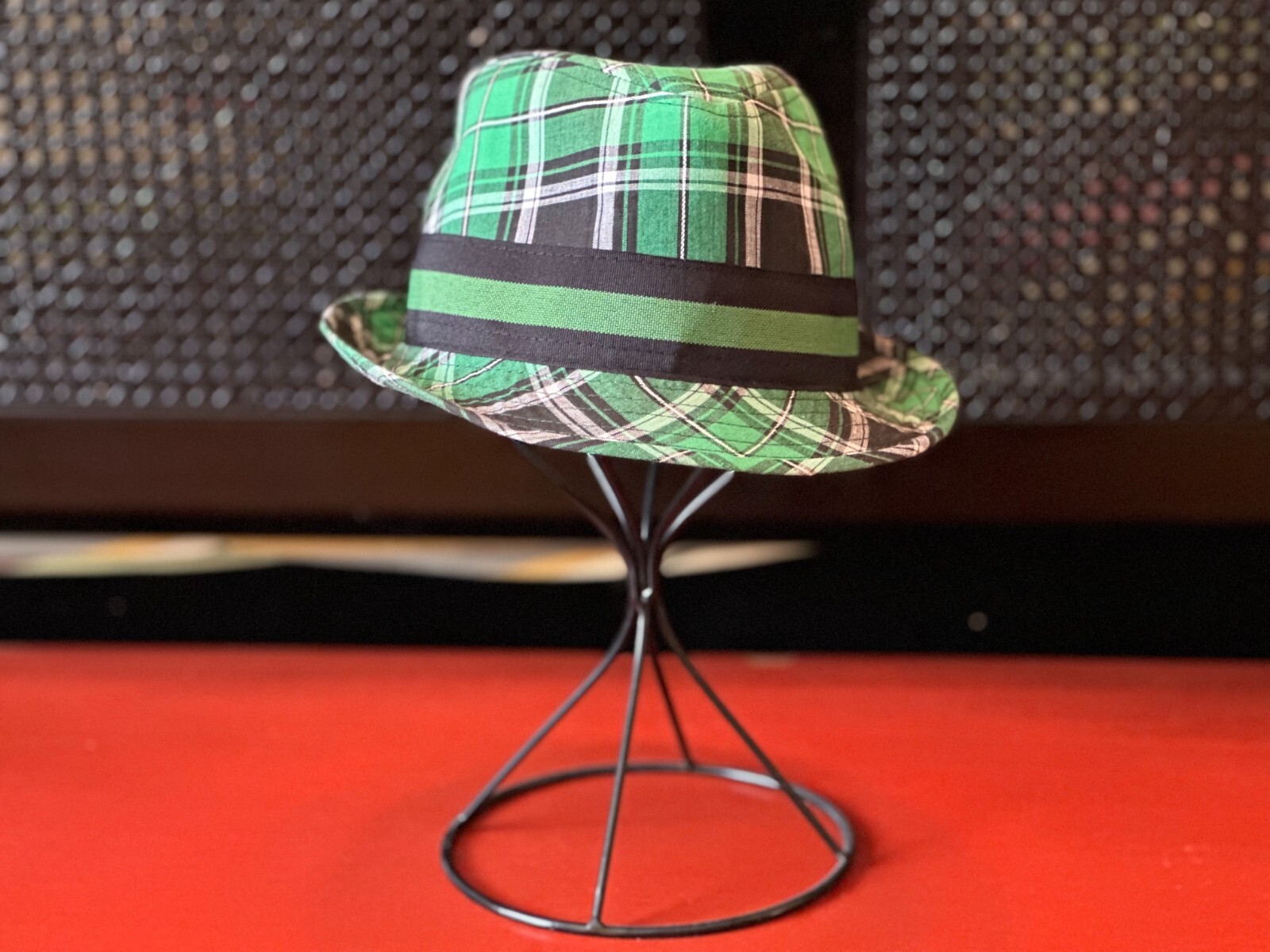 Irish Green Checkered Fedora Hat for Men & Women-image