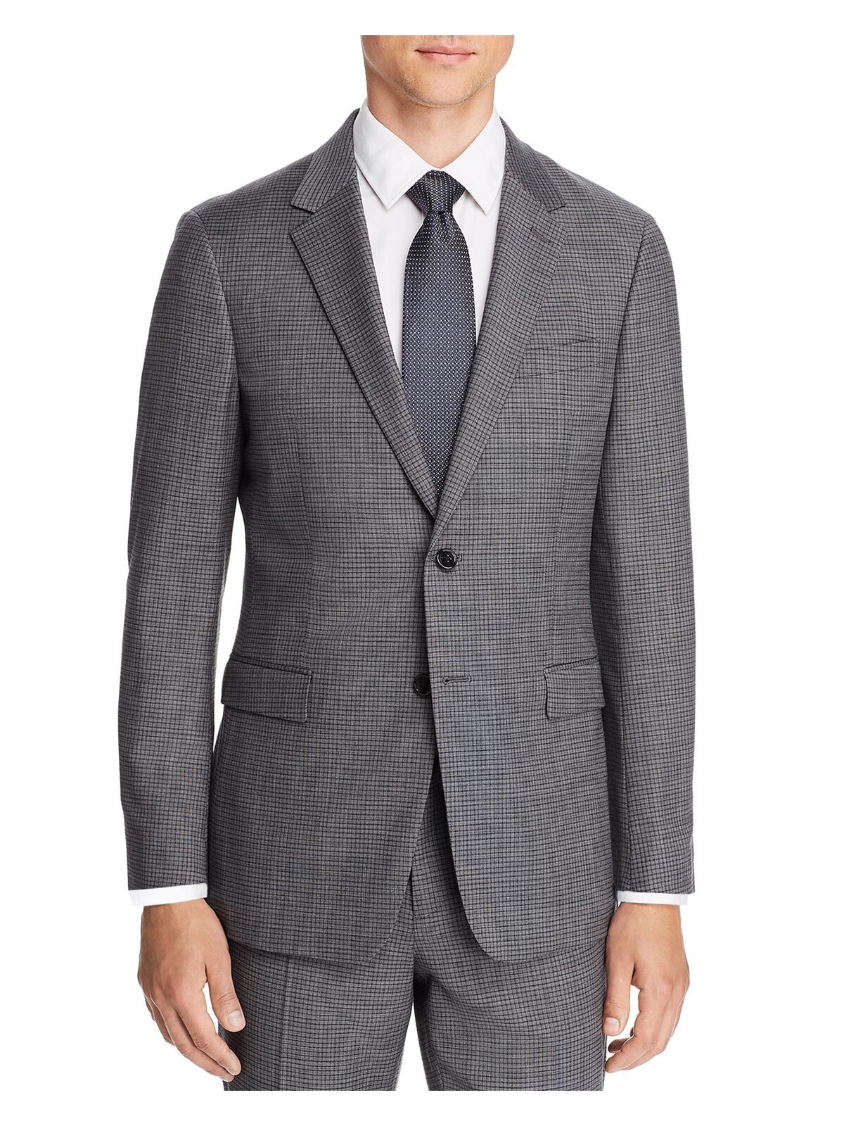 Мужской однобортный блейзер THEORY Chambers Grey в клетку из смесовой шерсти 46R 13690₽