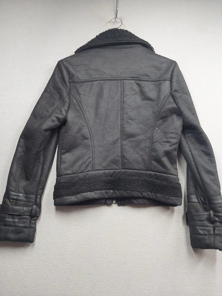 Chaqueta Bomber Sean John Para Mujer Talla Mediana Cálida Sherpa Borde Capucha Cremallera Completa  Foto 3 de 4