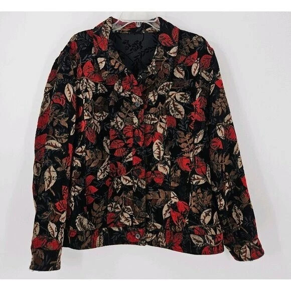 Chaqueta Reversible Analogía Talla Grande 2X Tapiz Bordado Floral Chaqueta Brocado Foto 2 de 4